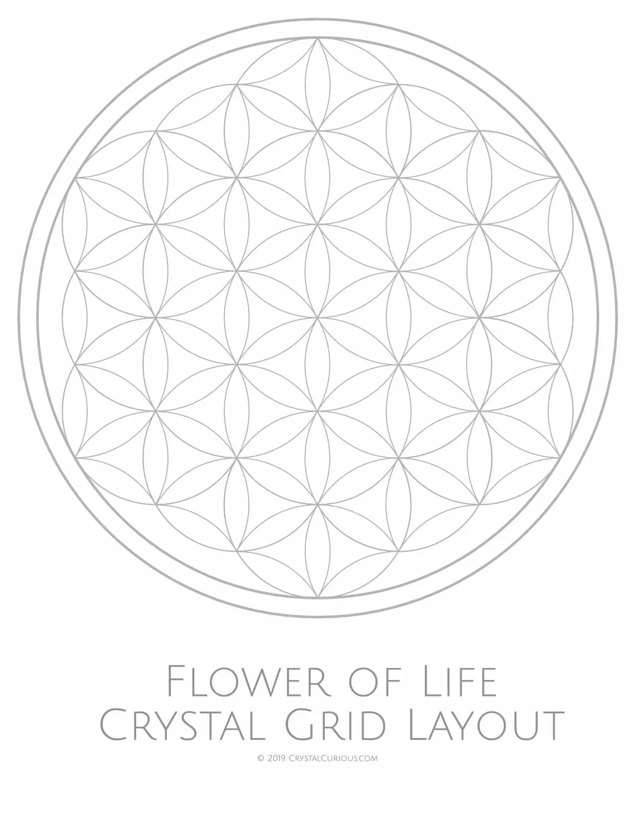 Flower of Life Crystal Grid Layout Printable PDF