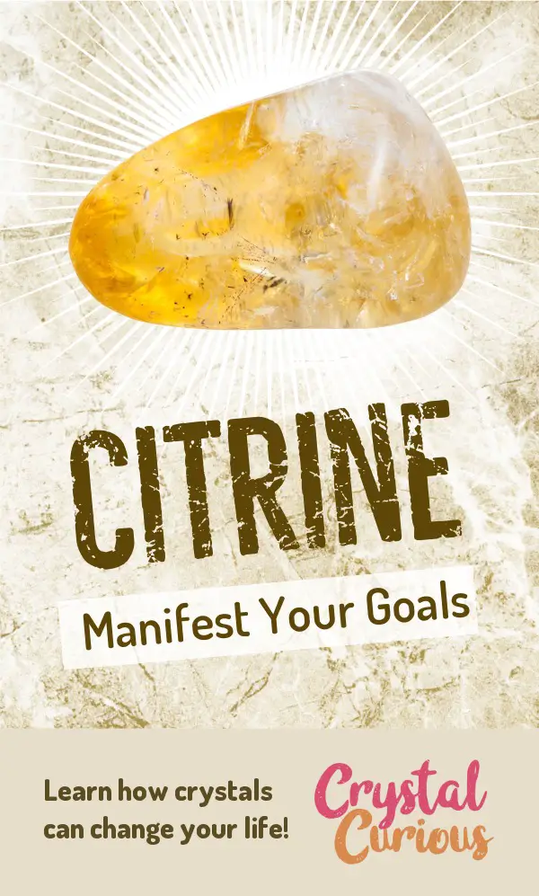 Citrine Meaning & Healing Properties. Citrine helps you envision and manifest your goals through sparking your imagination and strengthening your will. Learn  crystal healing for beginners & all the gemstones properties at CrystalCurious.com. Chakra healing with crystals, vibrational positive energy, stone meanings, crystal therapy. #crystalhealing #crystals #gemstones #energymedicine #energyhealing #newage #crystalcurious